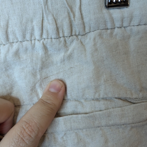 H&M Cream Relaxed Fit Women's XL 100% Linen Straight Leg Pant - Picture 9 of 14